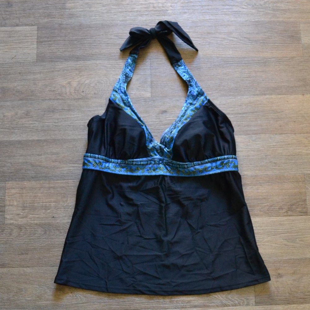 Athleta Tankini Swim Halter Top Paisley and Black Women Size 38 B/C Med Bottoms - Picture 4 of 12